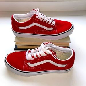 Vans Old Skool Red Canvas/Suede - only worn once for Valentine’s event